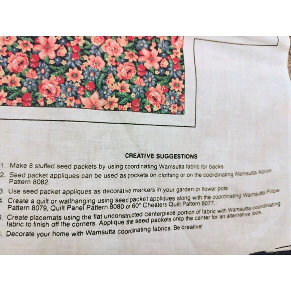5/$25 Vintage Wamsutta Decorative Basket And Seed Packets Cotton Craft Panel NOS - Picture 10 of 10